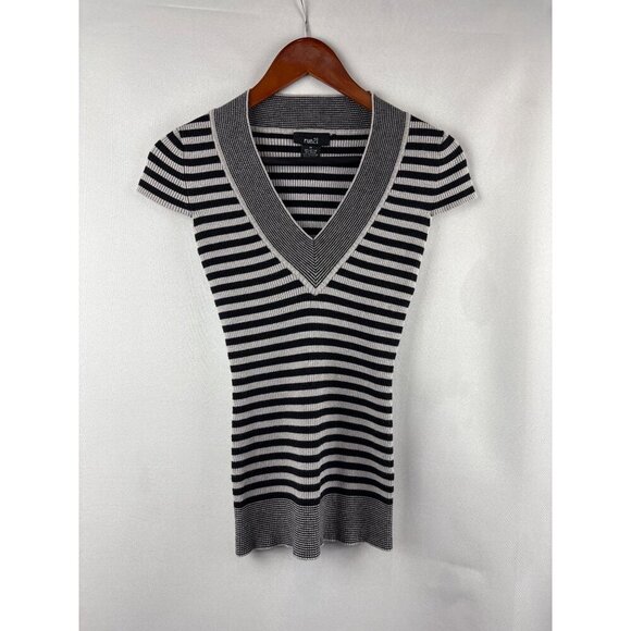 Rue21 Womens Striped Ribbed V-Neck Top Size M - Picture 2 of 4